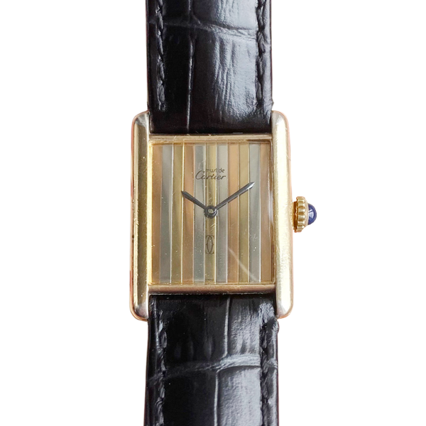 Vintage 1970s Must de Cartier Tri Tone Dial Tank (Full Set)