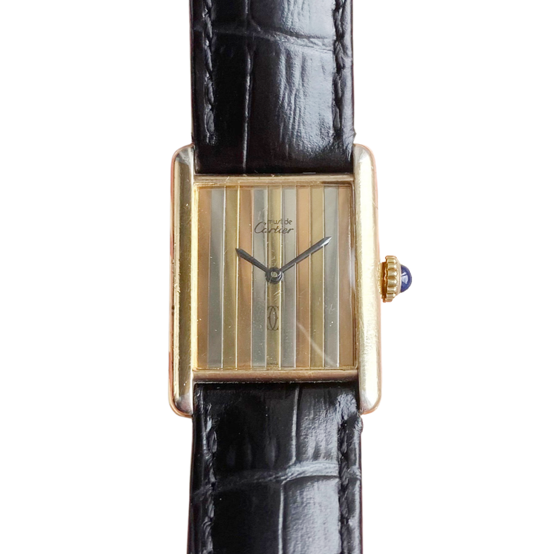 Vintage 1970s Must de Cartier Tri Tone Dial Tank (Full Set)