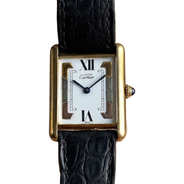 Vintage 1980s Must de Cartier Tank Tri Tone