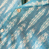 Hand Loomed Ikat Short Sleeve Shirt - Blue