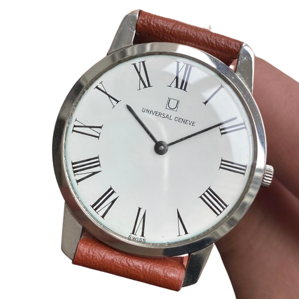 Vintage 1960s Manual Wind White Roman Numeral Dial