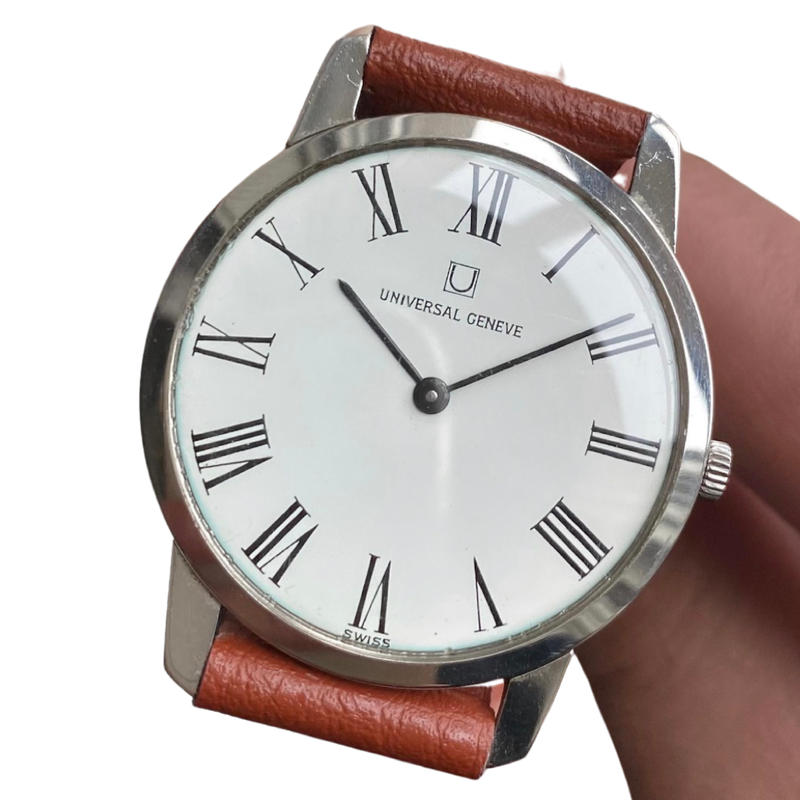 Vintage 1960s Manual Wind White Roman Numeral Dial