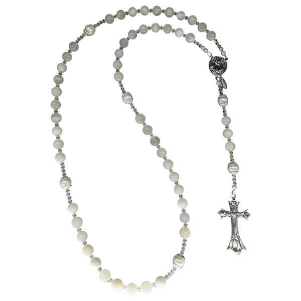 Pearl Moonstone Rosary Necklace