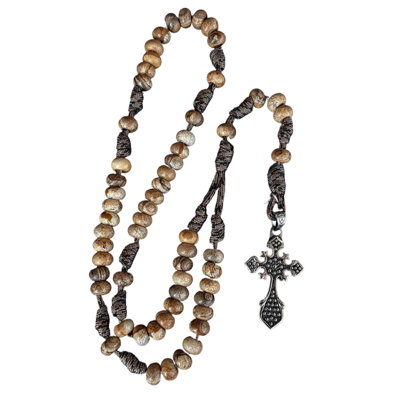 Jasper Catholic Military 550 Paracord Rosary Necklace