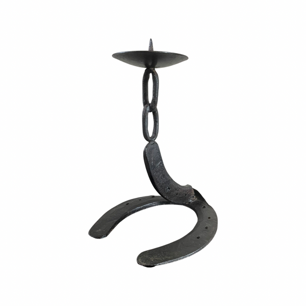 Vintage Brutalist Mid Century Wrought Iron Candleholder