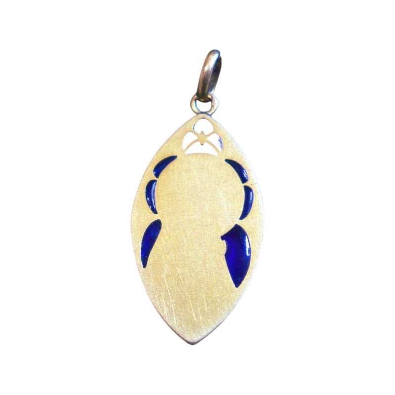 Antique 18 K Gold Plique-à-Jour Virgin Mary Heavy Pendant