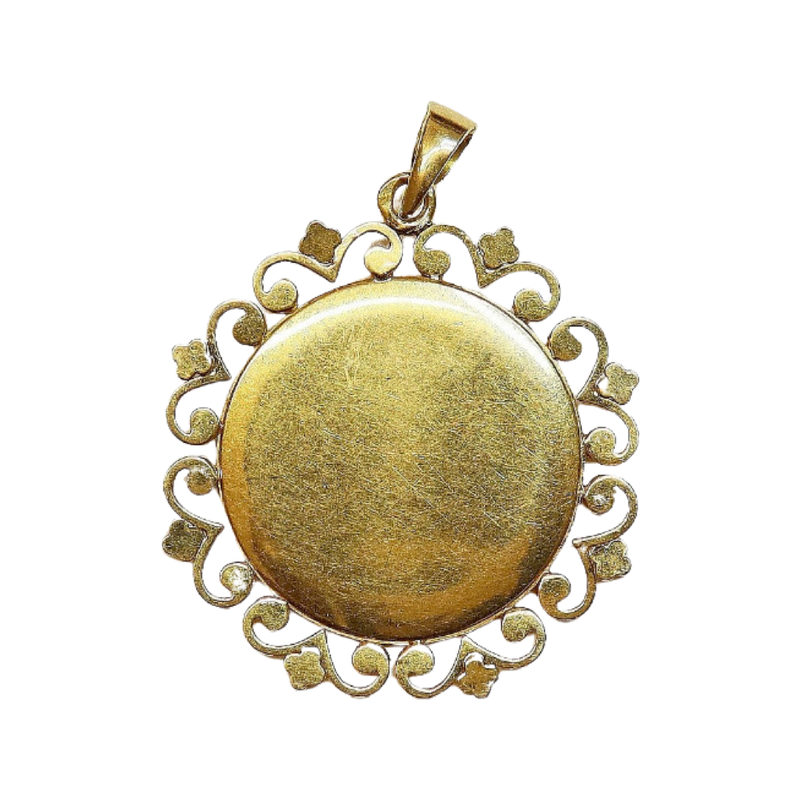 Vintage 18K Solid Gold Open Work Virgin Mary Pendant