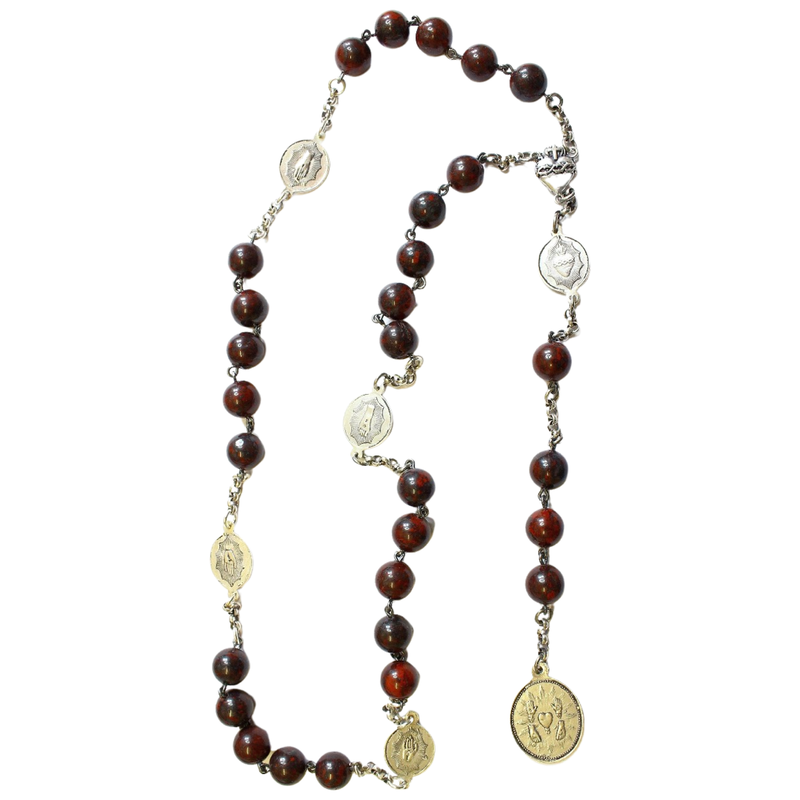 Vintage Chaplet of the 5 Wounds in Bloodstone & Sterling Silver