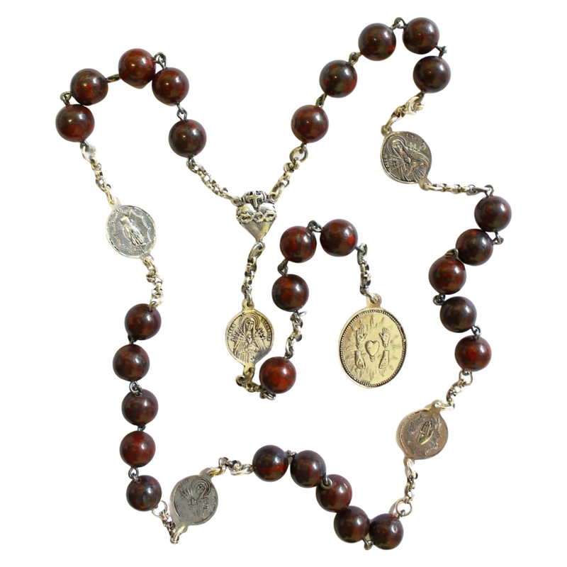 Vintage Chaplet of the 5 Wounds in Bloodstone & Sterling Silver