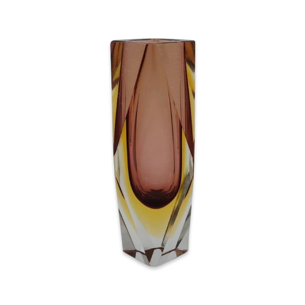 Vintage Murano Mandruzzato Vase (Brown/Yellow)
