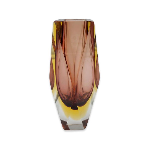 Vintage Murano Mandruzzato Vase (Brown/Yellow)