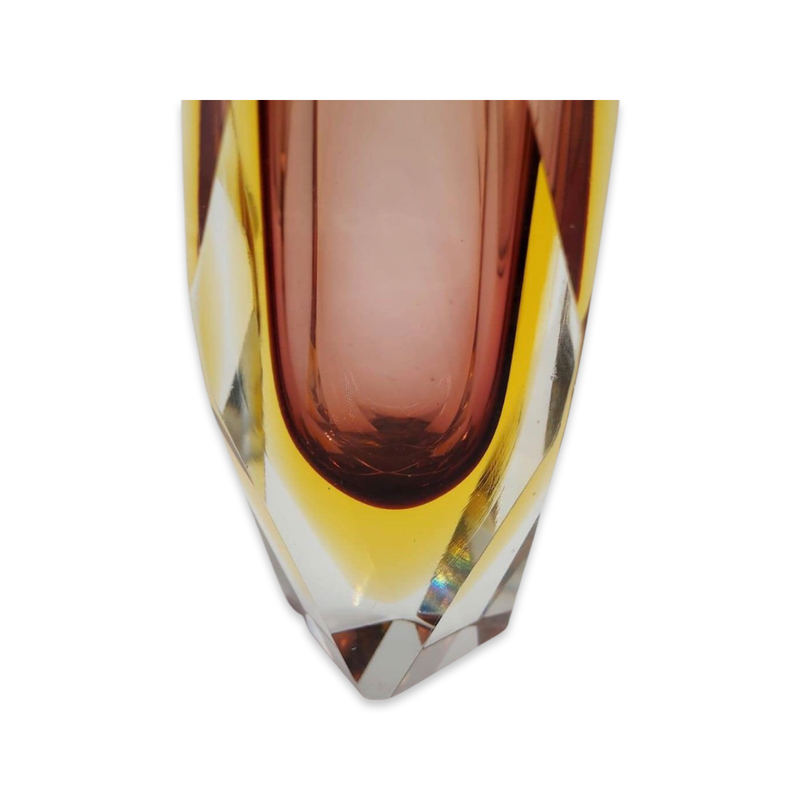 Vintage Murano Mandruzzato Vase (Brown/Yellow)