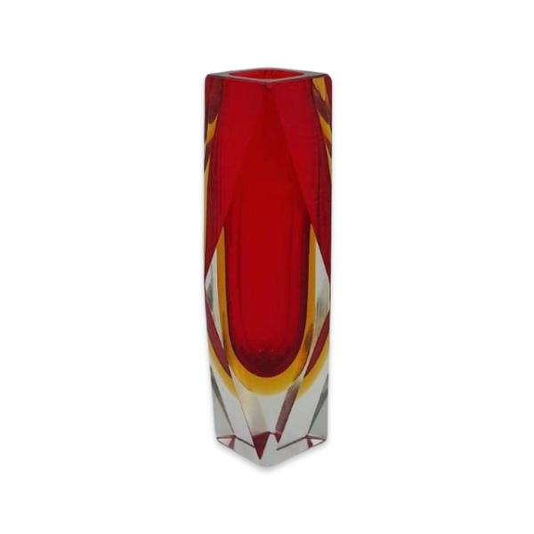 Vintage Murano Mandruzzato Vase (Red/Yellow)