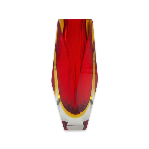 Vintage Murano Mandruzzato Vase (Red/Yellow)