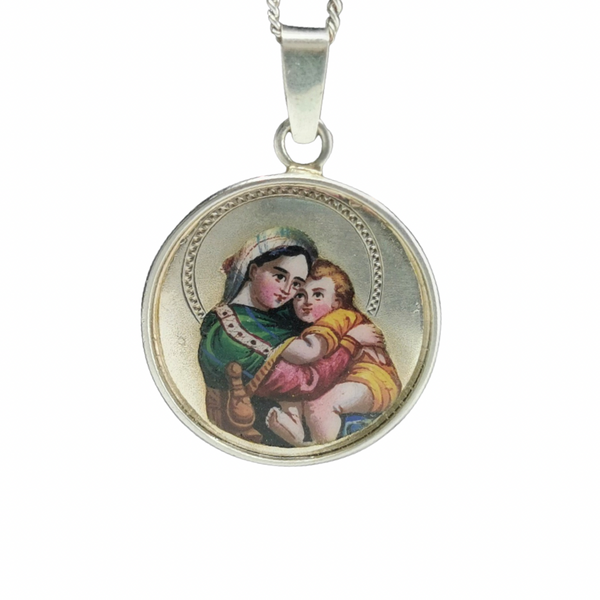 Vintage Virgin Mary Enamel Pendant