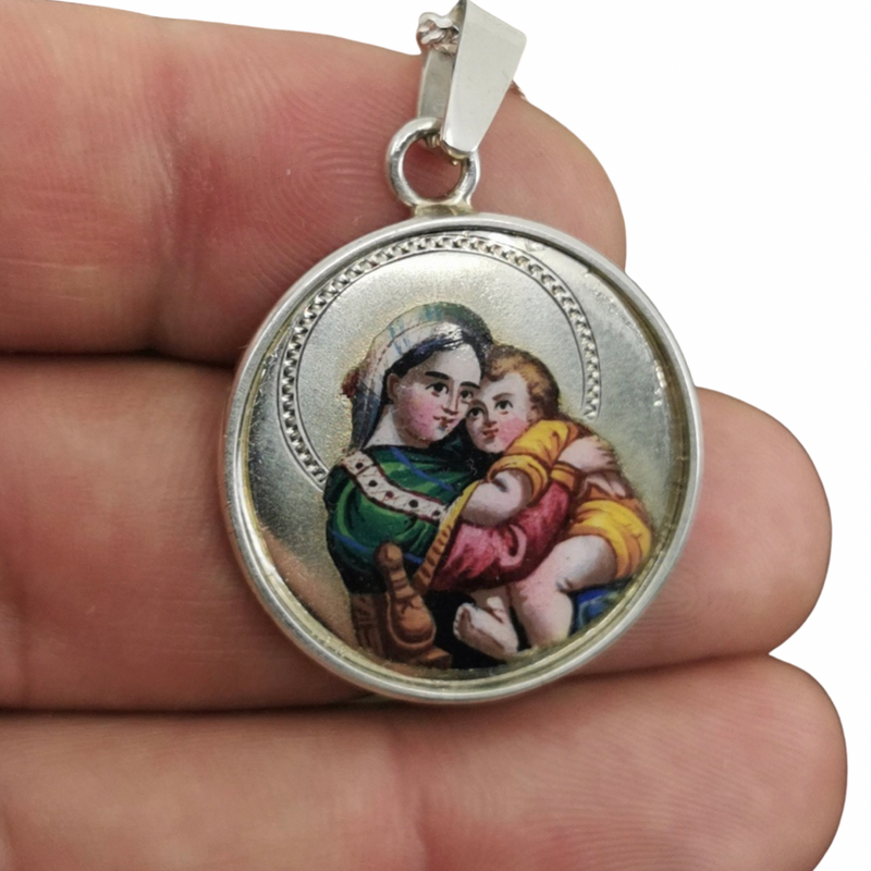Vintage Virgin Mary Enamel Pendant