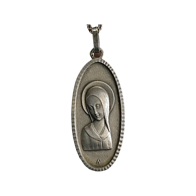 Vintage French Silver Virgin Mary Pendant