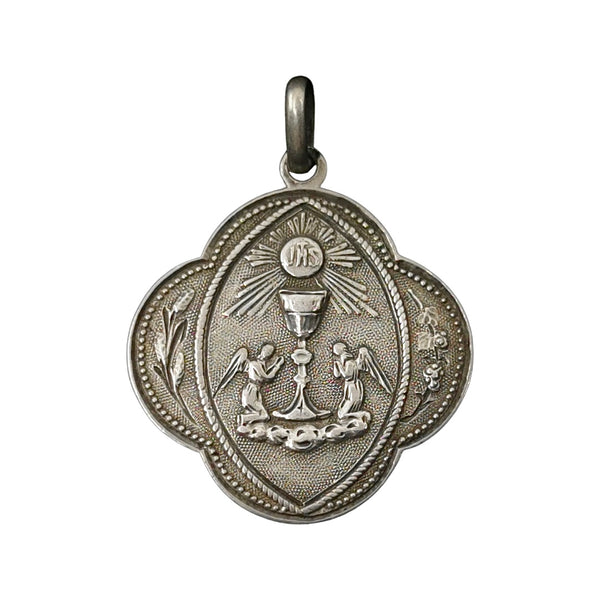 Vintage French Communion Guardian Angel Pendant