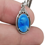 Vintage Virgin Mary Medal, Silver Lourdes Pendant