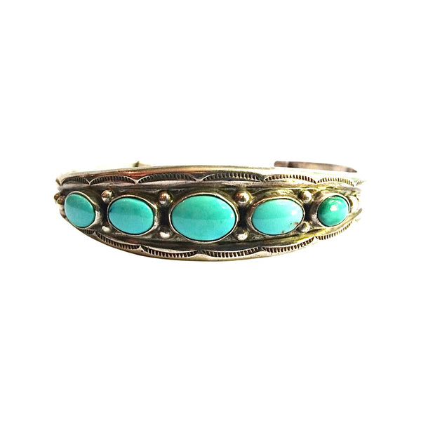 VINTAGE silver turquoise cuff bracelet