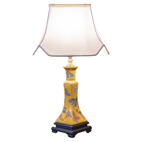 Ceramic yellow “candlestand” table lamp