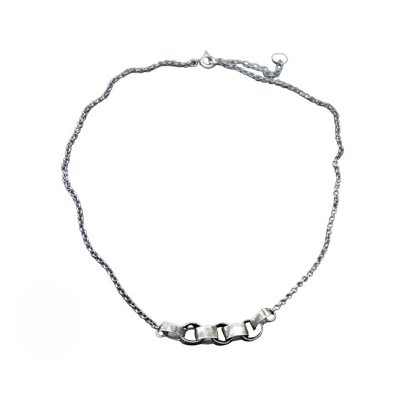 Sterling silver raw ozidised necklace - 107