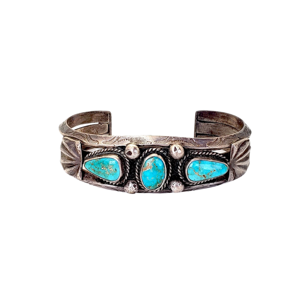 VINTAGE Navajo 3 Stone Cuff Bracelet