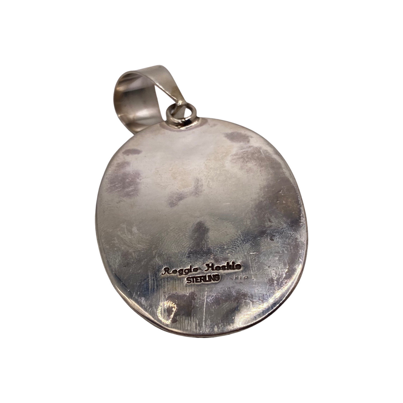 Handmade Navajo Lapis Pendant Set In Sterling Silver