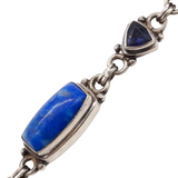 Vintage Lapis Lazuli Iolite Sterling Silver Toggle Bracelet
