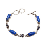Vintage Lapis Lazuli Iolite Sterling Silver Toggle Bracelet