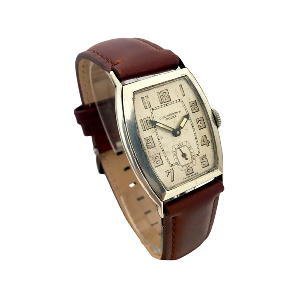 Vintage 1930s C. Bucherer Rolex Silver Tonneau