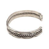 Vintage Navajo Sterling Silver Rope Cable Cuff Bracelet