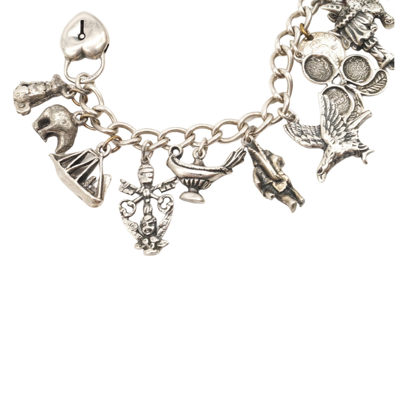 Vintage Victorian Antique Silver Charms Charm Bracelet