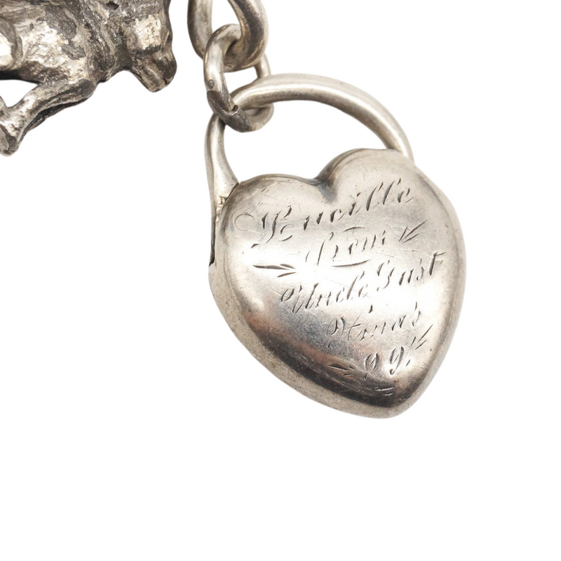 Vintage Victorian Antique Silver Charms Charm Bracelet