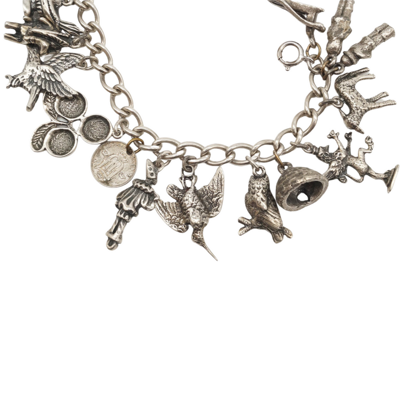 Vintage Victorian Antique Silver Charms Charm Bracelet