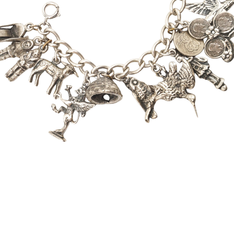 Vintage Victorian Antique Silver Charms Charm Bracelet