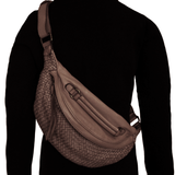 Soft Woven Leather Sling Pouch - Brown
