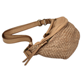 Soft Woven Leather Sling Pouch - Beige