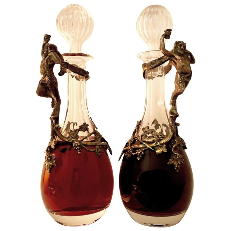 Vintage pair of French wine decanter