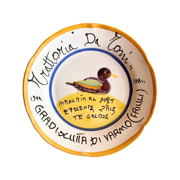 Vintage Piatto del Buon Ricordo Plate (Trattoria Da Toni - 1984)