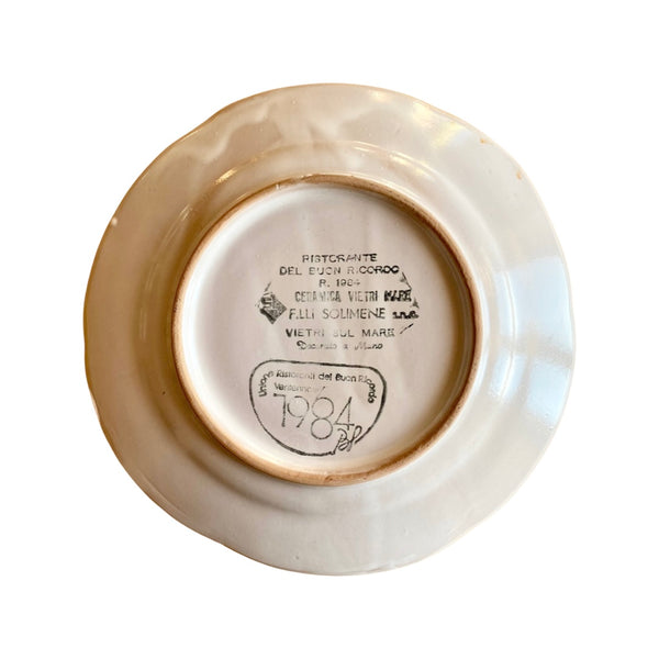 Vintage Piatto del Buon Ricordo Plate (Trattoria Da Toni - 1984)