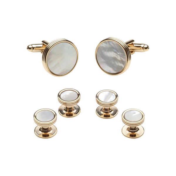 Mother of Pearl with Gold Plate Dress Stud Set