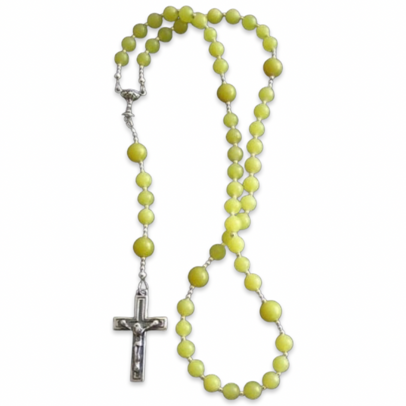 Green Jade & Sterling Silver Rosary Necklace