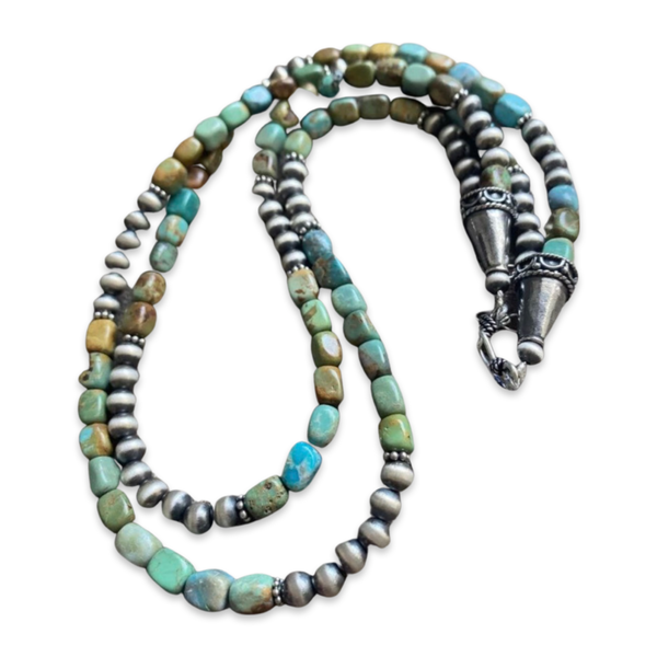 Sterling Silver Turquoise Bead Necklace