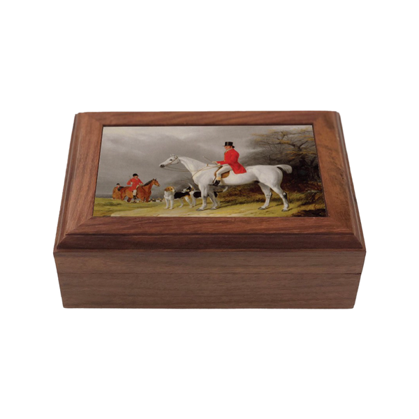 Hunter and Favorite Hound Equestrian Framed Print Wooden Box