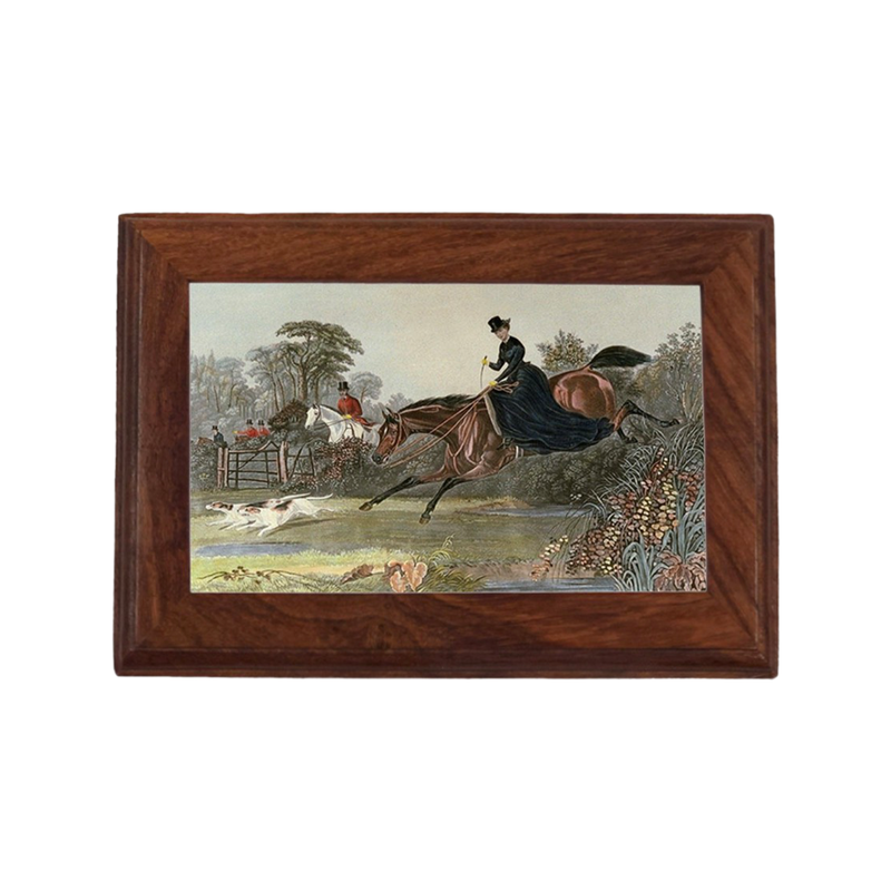 Lady Takes the Jump Equestrian Framed Print Wooden Box