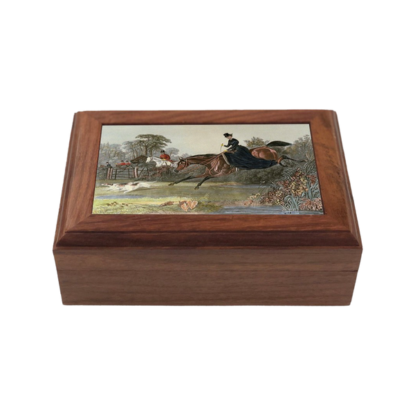 Lady Takes the Jump Equestrian Framed Print Wooden Box