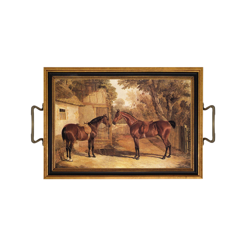 Saddled Horse Tray with Brass Handles