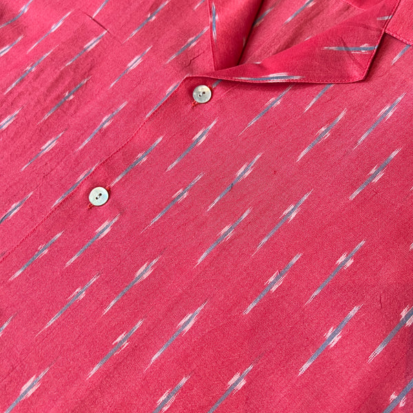 Hand Loomed Ikat Short Sleeve Shirt - Red