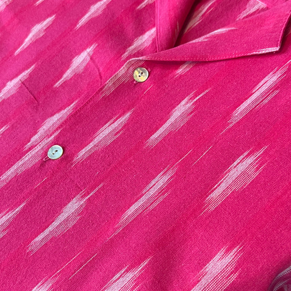 Hand Loomed Ikat Short Sleeve Shirt - Pink